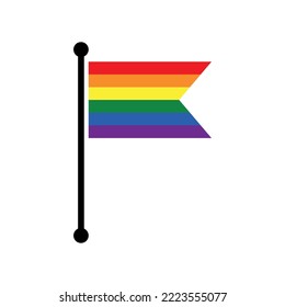 LGBT flagpole, pride rainbow flag map pointer layout, vector illustration