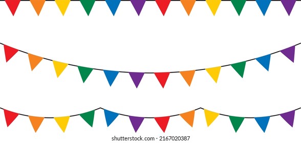 LGBT flags garlands with pennants. Vector buntings set.	