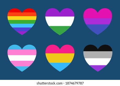Banderas LGBT ambientadas en fondo azul.