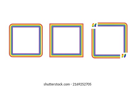 Marcos LGBT con colores arcoiris y plantilla de publicación en medios sociales para citas