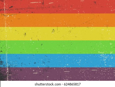 LGBT, gay and lesbian pride rainbow flag. Vector background of gay pride design grunge element