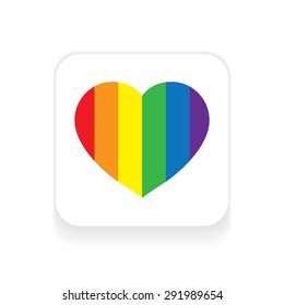LGBT Gay love concept - Rainbow heart icon on  rainbow flag background . Vector Background