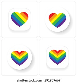 LGBT Gay love concept - Rainbow heart icon on white background . Vector Background