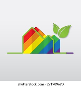 LGBT Gay love concept - Rainbow house icon on white background . Vector Background