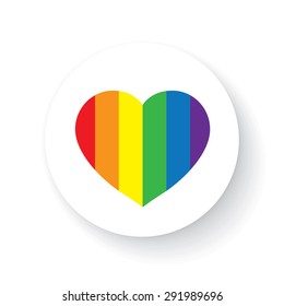 LGBT Gay love concept - Rainbow heart icon on white background . Vector Background