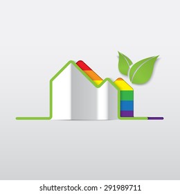 LGBT Gay love concept - Rainbow house icon on white background . Vector Background