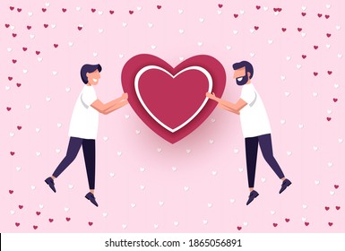 LGBT, gay. Love of two men, valentine's day concept.