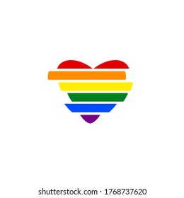 LGBT gay pride flag color heart abstractly broken, shifted lines, Vector illustration