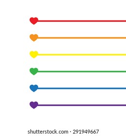 LGBT Gay pride love concept - Rainbow lines with colorful heart on with background 