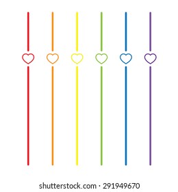 LGBT Gay pride love concept - Rainbow lines with colorful heart on with background  