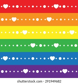 LGBT Gay pride love concept - Rainbow flag with white heart