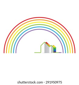 LGBT Gay pride love concept - Rainbow and  rainbow home