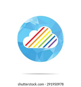 LGBT Gay pride love concept - Rainbow cloud on blue polygonal on white background