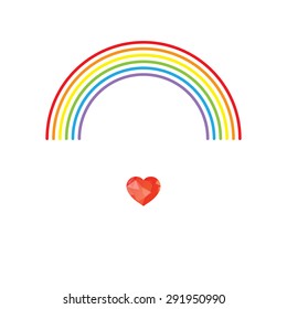 LGBT Gay pride love concept - Rainbow and  polygonal red heart