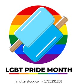 LGBT gay pride month. June lgbtq square post template with rainbow flag. Blue male colorful concept event celebration isolated on white background