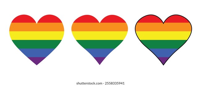 LGBT gay rainbow heart symbol homosexual pride banner. Gay pride flag icon. Flag rainbow heart vector illustration.