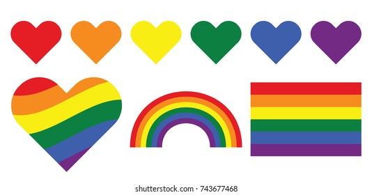 LGBT gay rainbow symbols. Homosexual pride banner illustration.