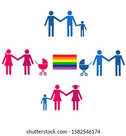 LGBT Gender Pictogram and Rainbow Flag Vector.