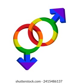 LGBT gender sign. Rainbow colored elements. Pride community. Female and male. Vector illustration.