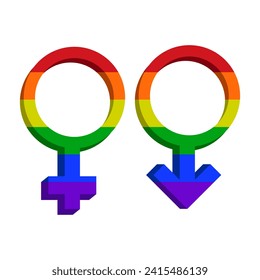 LGBT gender sign. Rainbow colored elements. Pride community. Female and male. Vector illustration.