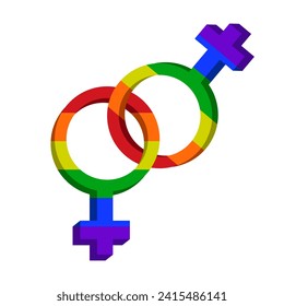 LGBT gender sign. Rainbow colored elements. Pride community. Female and male. Vector illustration.