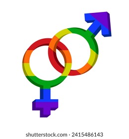 LGBT gender sign. Rainbow colored elements. Pride community. Female and male. Vector illustration.