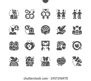 LGBT or GLBT. Rainbow heart. Transgender. Rights, social, relationship, together, gender, human, pride, nontraditional and orientation. Vector Solid Icons. Simple Pictogram