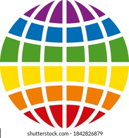 LGBT globe icon on a white background. Isolated LGBT globe symbol with flat style.