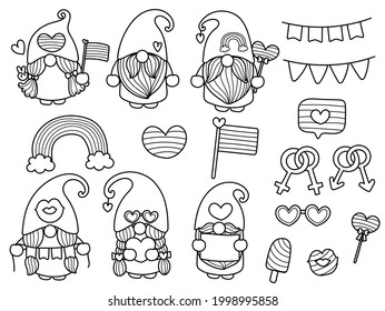 LGBT Gnome Coloring Page. Pride month coloring pages