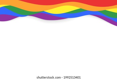 LGBT gray pride rainbow wave flag flutter border frame of lesbian and bisexual colorful concept vector background illustration