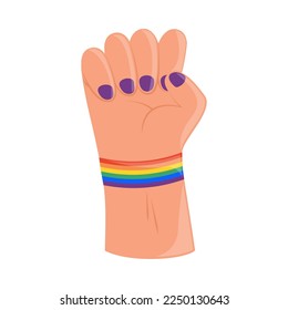 lgbt hand with bracelet icon isolated