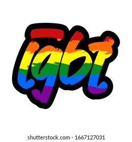 LGBT hand drawn lettering text. Vector illustration.