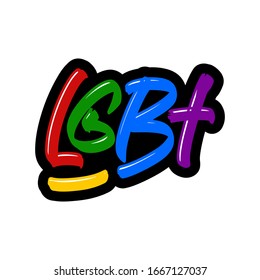 LGBT hand drawn lettering text. Vector illustration.