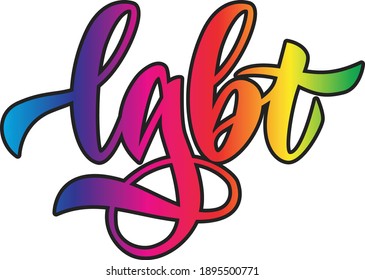 lgbt hand written word in brush lettering style