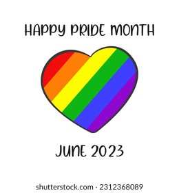 LGBT Happy Pride Month June 2023 and the rainbow flag. Vector illustration