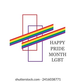 Ilustración de imágenes vectoriales del mes del orgullo feliz LGBT, Derechos humanos y tolerancia LGBT