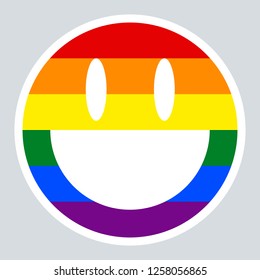 LGBT happy smiling face icon created using a six-color rainbow flag for popularize and support the LGBT community in social media. Design graphic element is saved as a vector illustration in EPS file