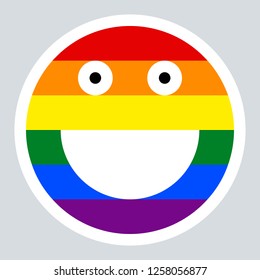 LGBT happy smiling face icon created using a six-color rainbow flag for popularize and support the LGBT community in social media. Design graphic element is saved as a vector illustration in EPS file