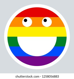 LGBT happy smiling face icon created using a six-color rainbow flag for popularize and support the LGBT community in social media. Design graphic element is saved as a vector illustration in EPS file