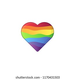 LGBT heart colors. Rainbow heart shape with bright gradient colors. LGBTQ community flag or like icon.