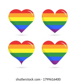 LGBT heart love pride flat icon set rainbow colorful concept vector illustration