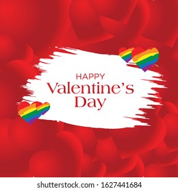 LGBT Heart pattern Valentines day card template in red color : Vector illustration.