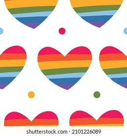 LGBT heart pride love seamless  pattern vector illustration, rainbow