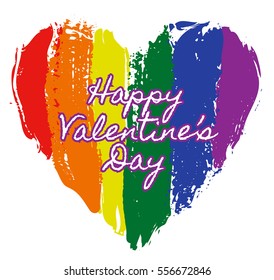 LGBT heart rainbow colors with Happy Valentines Day text