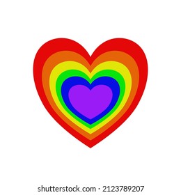 LGBT heart or Rainbow pride heart on white background