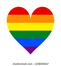 LGBT heart sign created using a six-color rainbow flag. This image created for popularize and support the LGBT community in social media. Design graphic element is saved as a vector illustration EPS