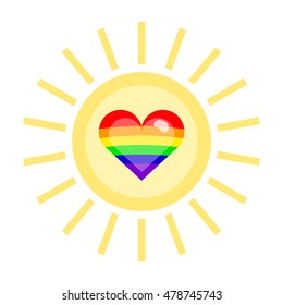 LGBT heart in a sun