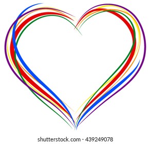 LGBT heart symbol for greeting card Valentines Day. Isolated on white illustration