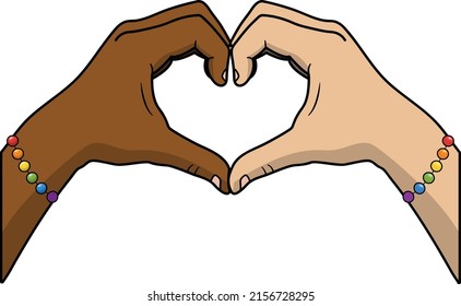 LGBT Heart Unity Hands Diversity And Acceptance Illustration