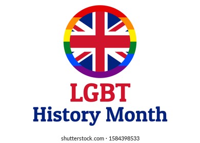 LGBT History Month. Concept of annual month-long observances with traditional rainbow colors. Template for background, banner, card, poster with text inscription. Vector EPS10 illustration